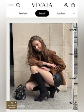 VIVAIA black Wool Stretch Knit Heeled Sock Boots